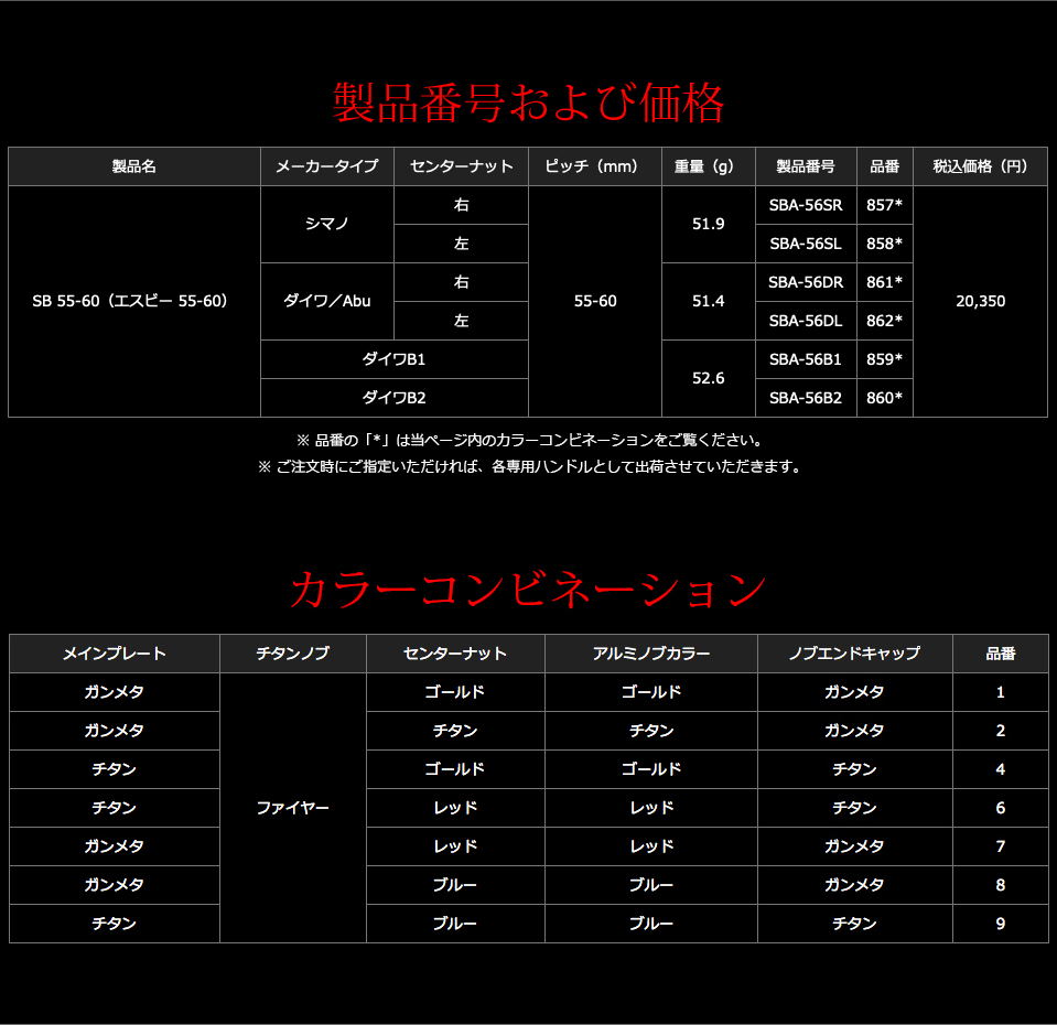 SB 55-60（エスビー 55-60）｜ベイトリール｜カスタムリールハンドル